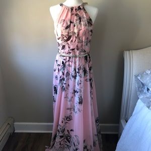 Eliza J Belted Chiffon Maxi Dress